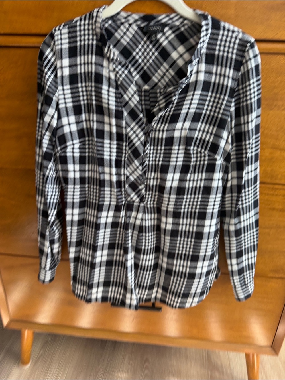 Talbot’s Black & White Plaid Women’s Button-Front Top